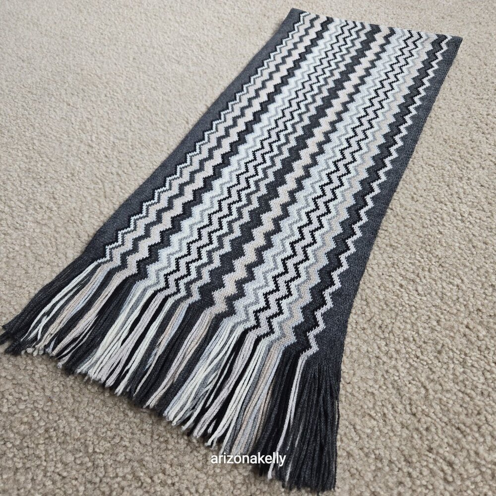 Missoni Zigzag Scarf Grey, Black, White, and Cream - Picture 10 of 14